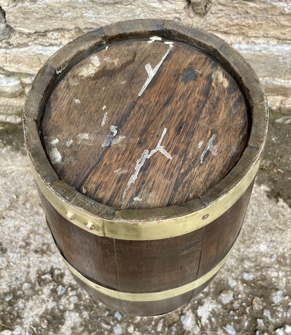 Antique Brass Bound Oak Barrel View XI