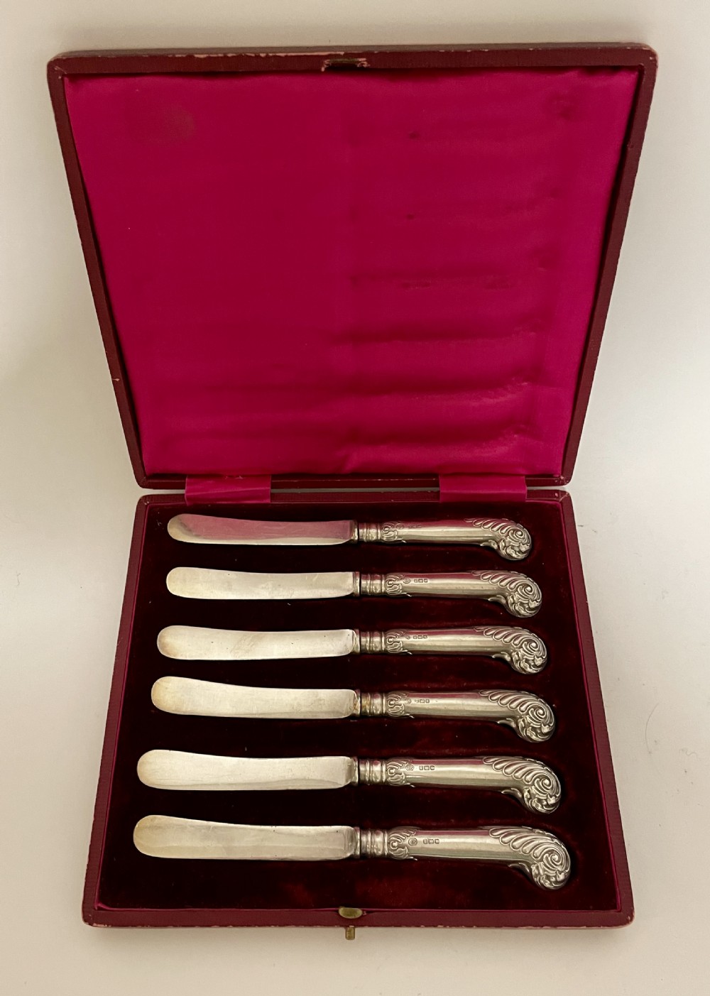 Set of Six Antique Silver Handled Butter Knives View II