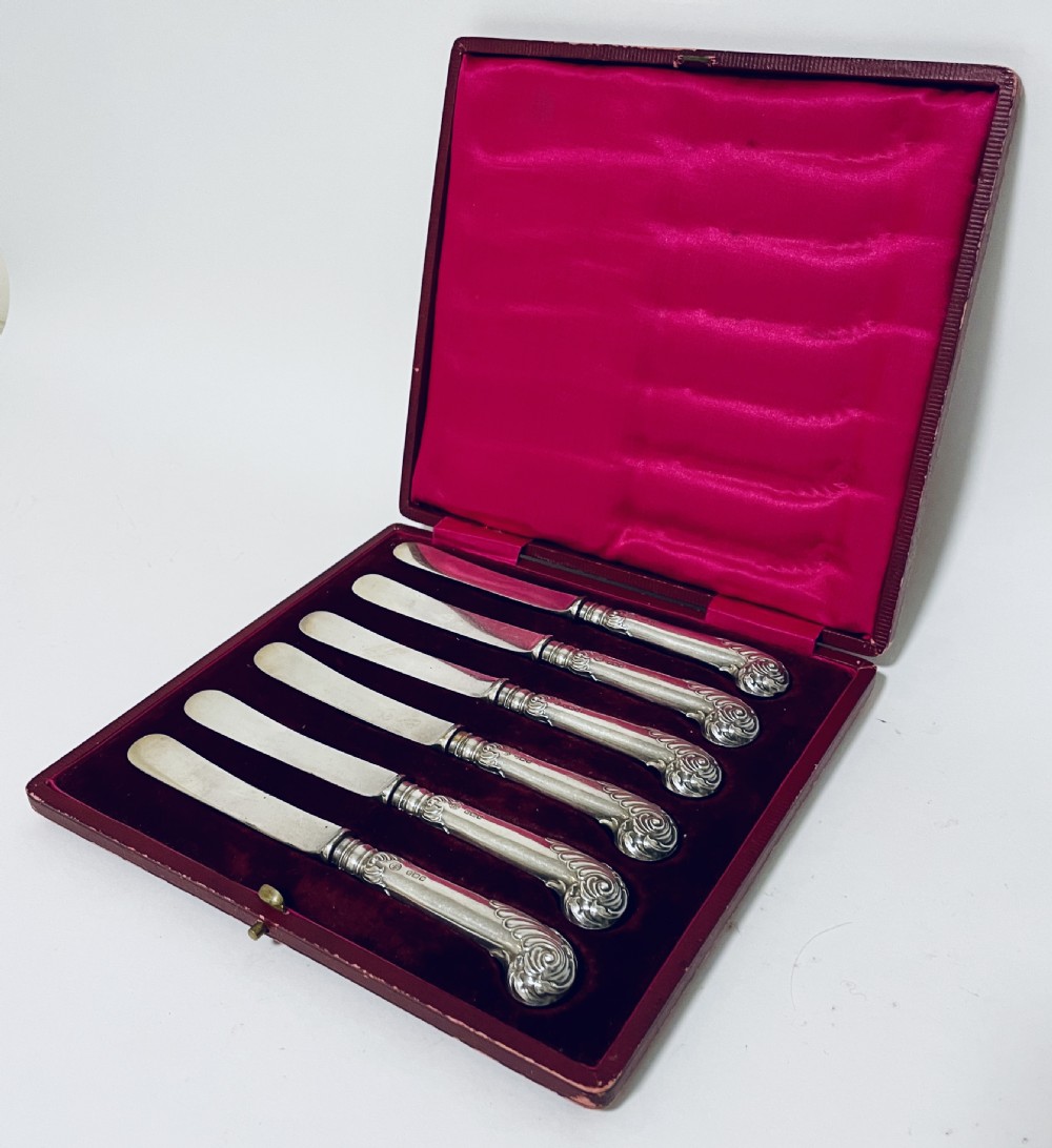 Set of Six Antique Silver Handled Butter Knives View V