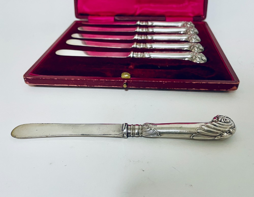 Set of Six Antique Silver Handled Butter Knives View VI