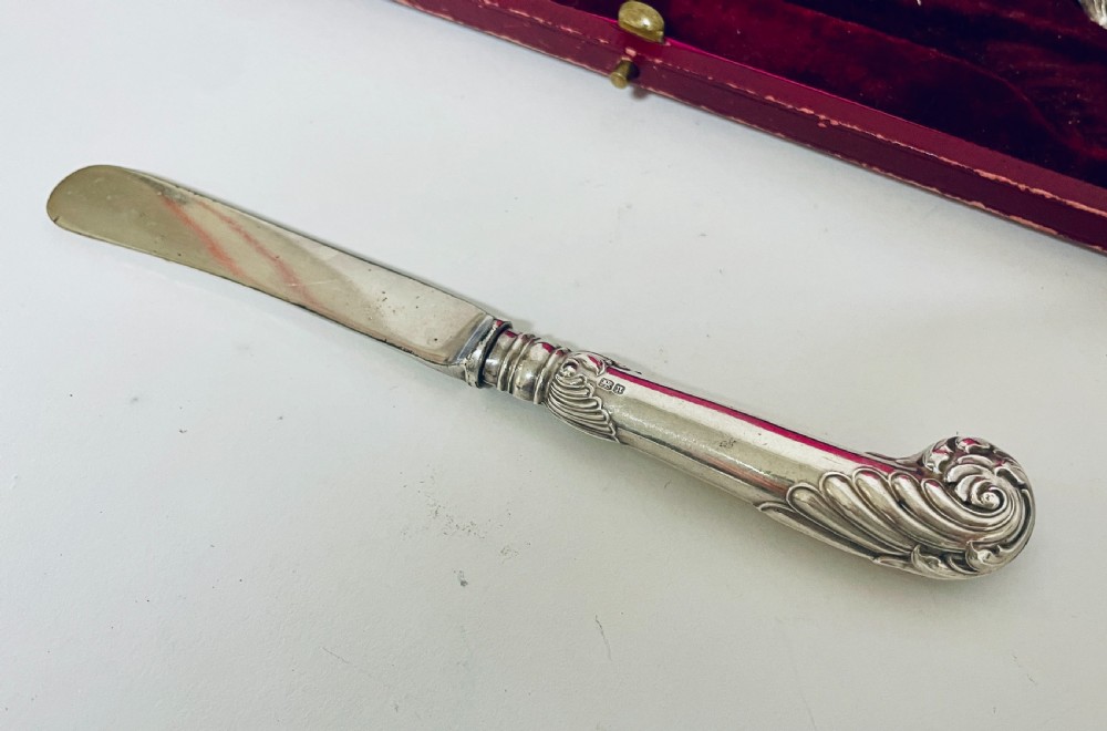 Set of Six Antique Silver Handled Butter Knives View VII