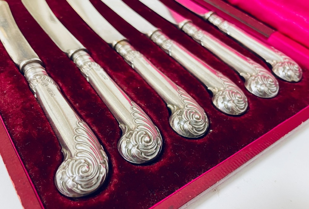 Set of Six Antique Silver Handled Butter Knives View VIII