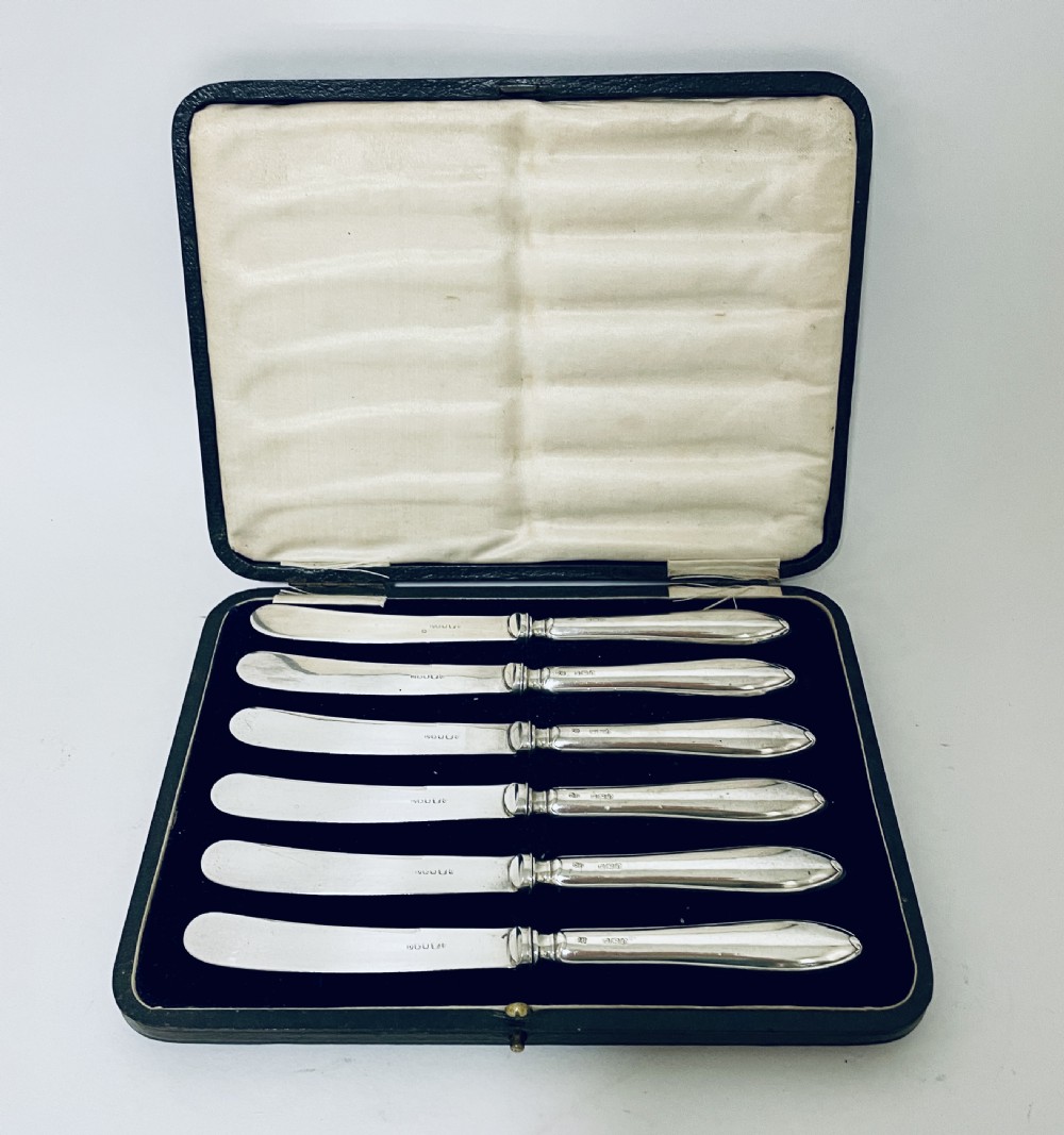 Set of Six Silver Handled Butter Knives