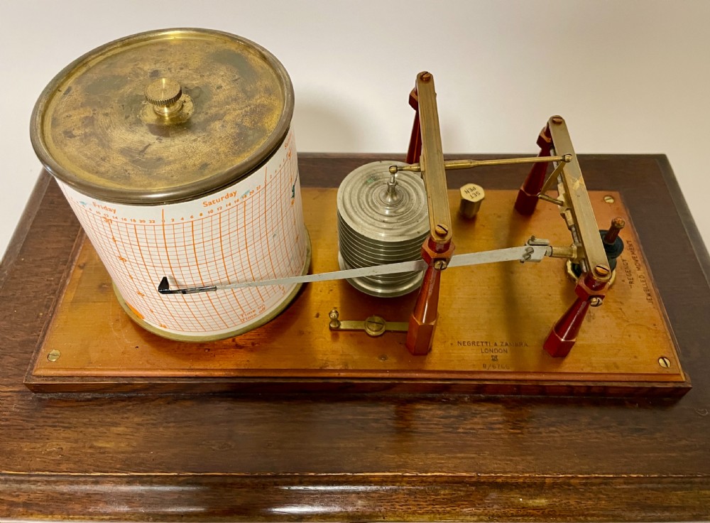 Antique Negretti & Zambra Oak Cased Barograph View IV