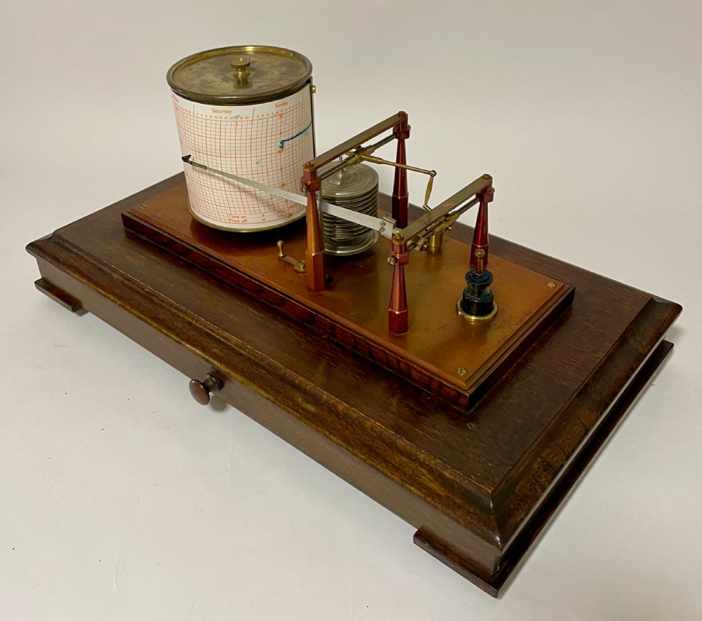 Antique Negretti & Zambra Oak Cased Barograph View VIII
