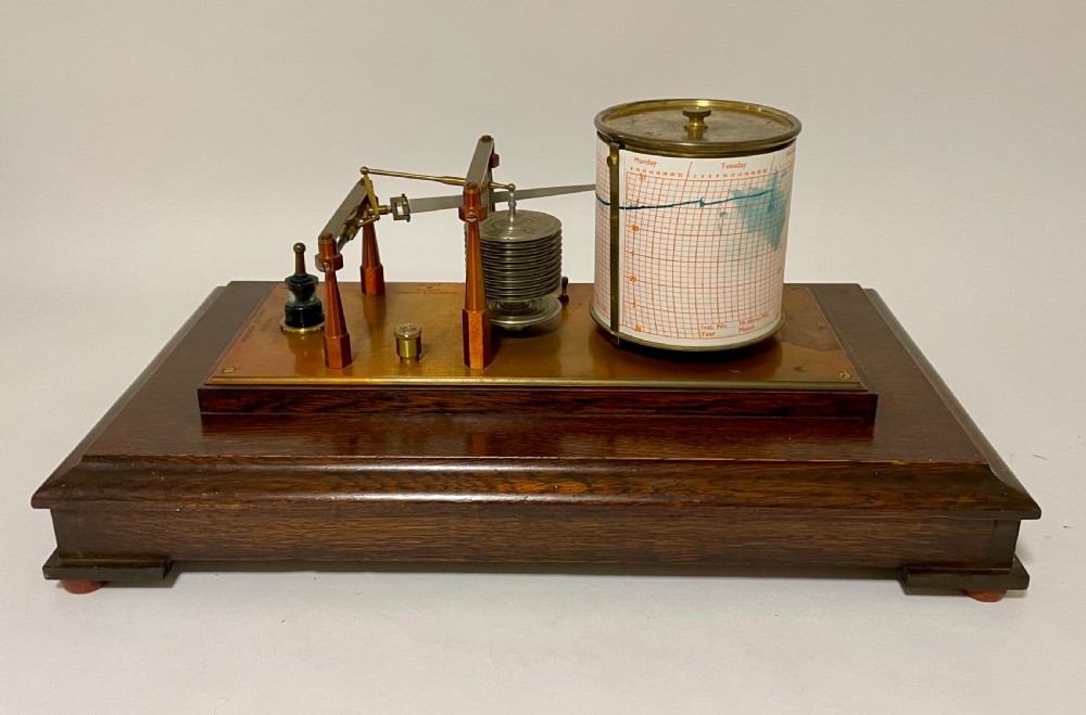 Antique Negretti & Zambra Oak Cased Barograph View XIII