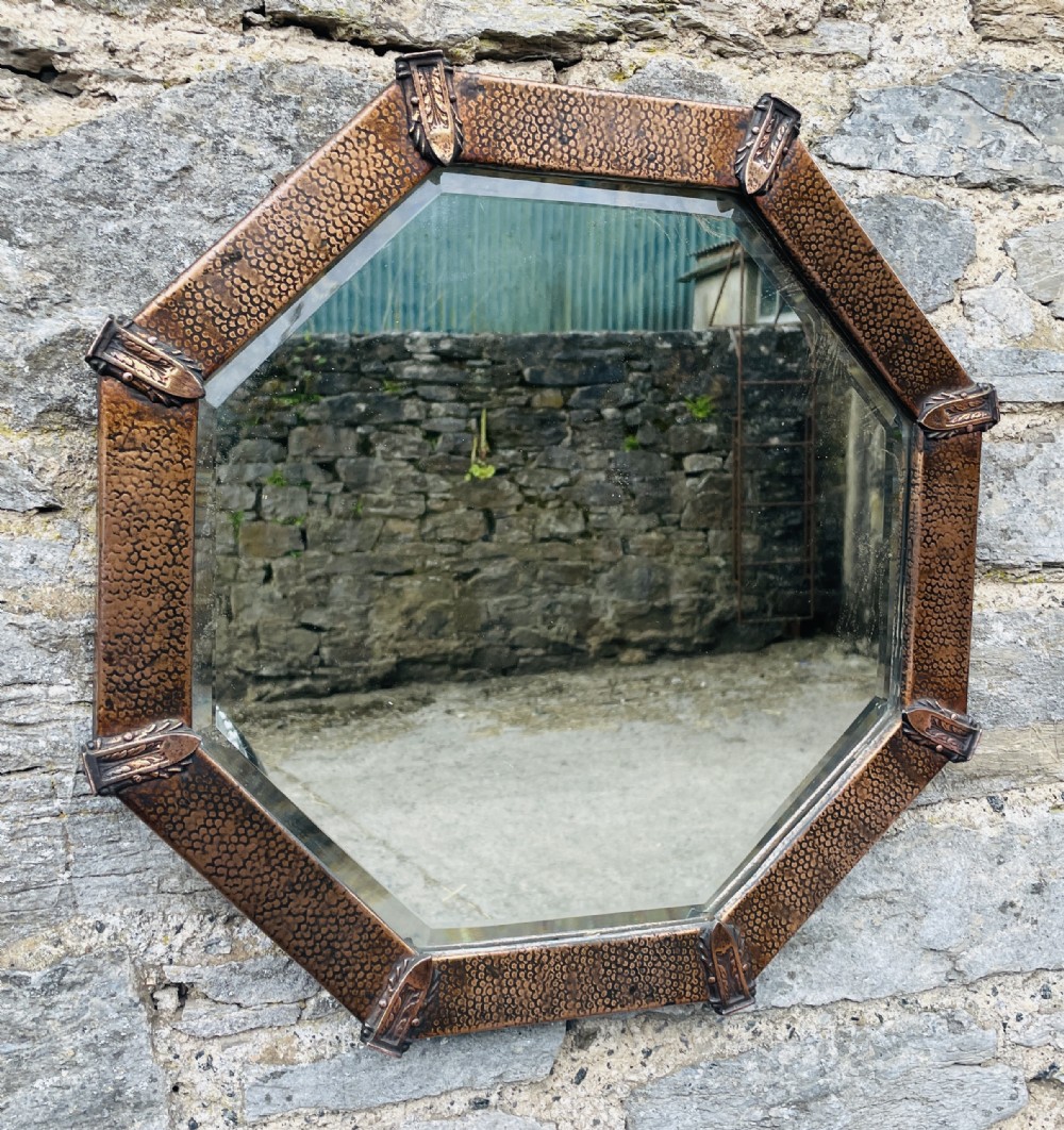 Arts and Crafts Hand Beaten Copper Mirror