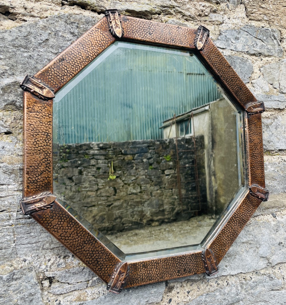 Arts and Crafts Hand Beaten Copper Mirror View III