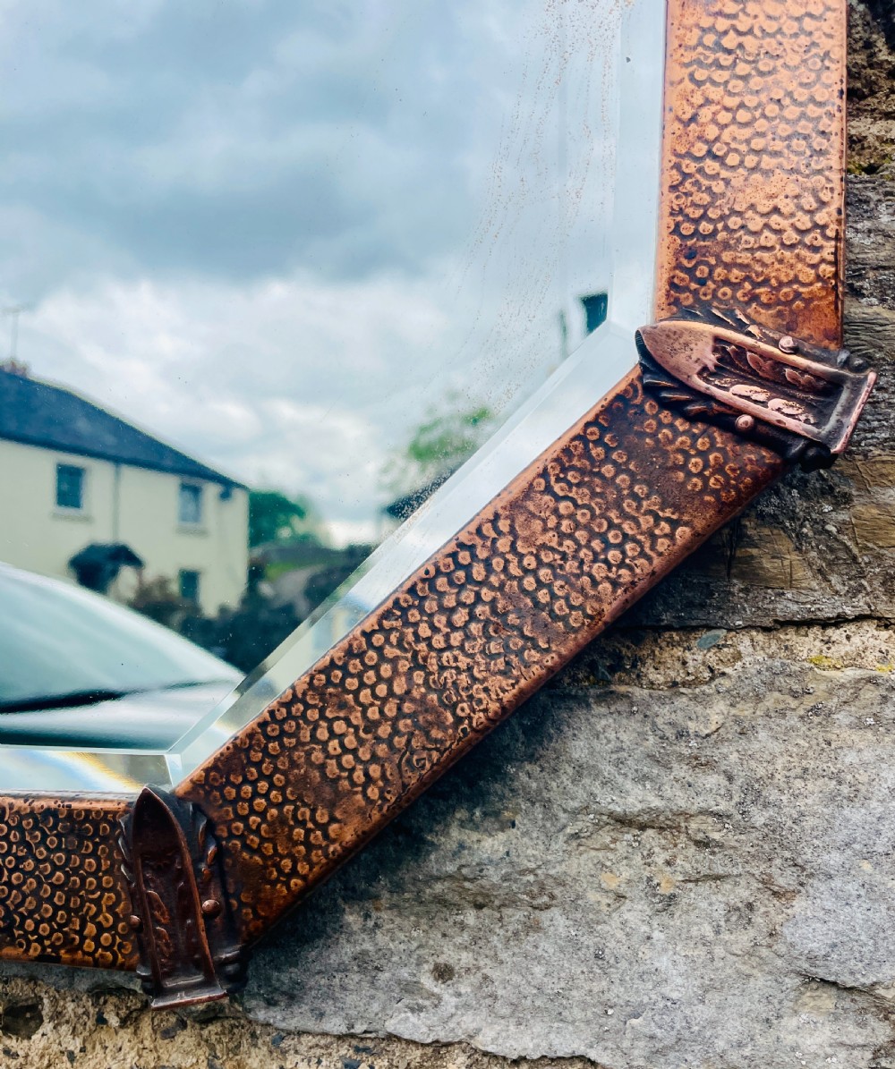 Arts and Crafts Hand Beaten Copper Mirror View VII
