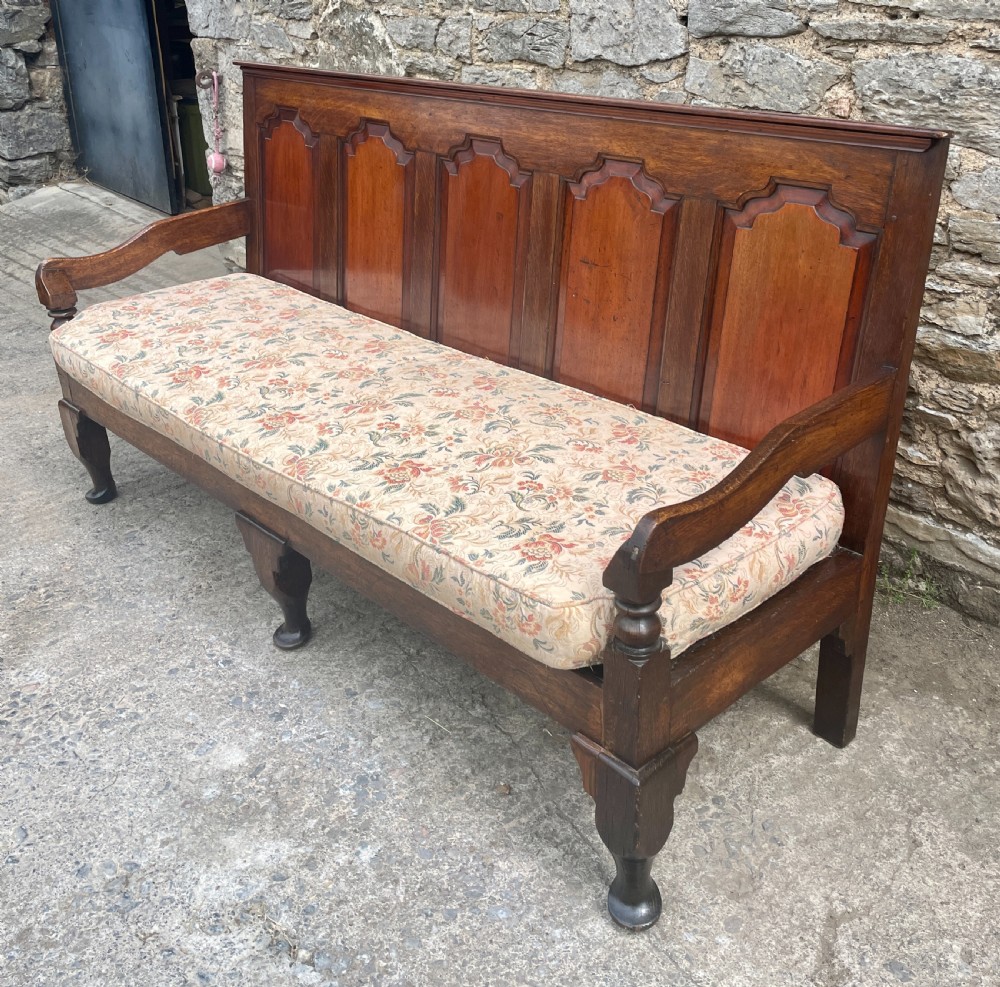Georgian Oak Panelled Settle View VI
