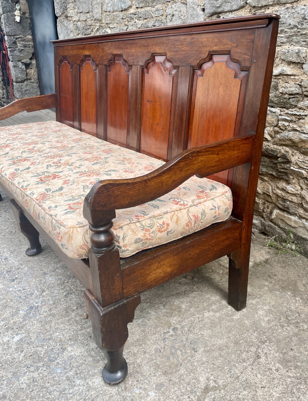 Georgian Oak Panelled Settle View VIII
