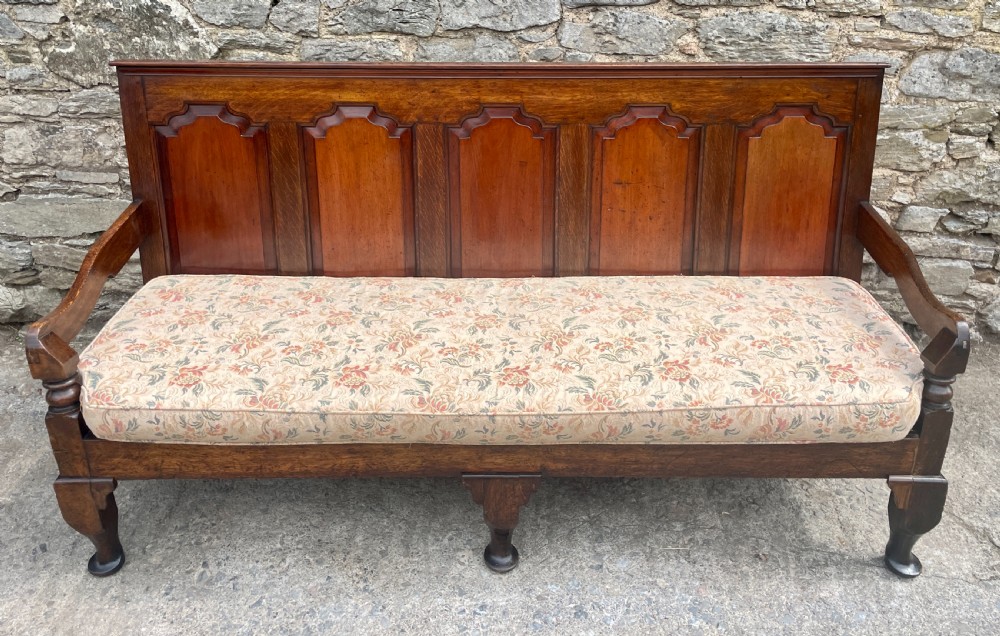Georgian Oak Panelled Settle View XIX