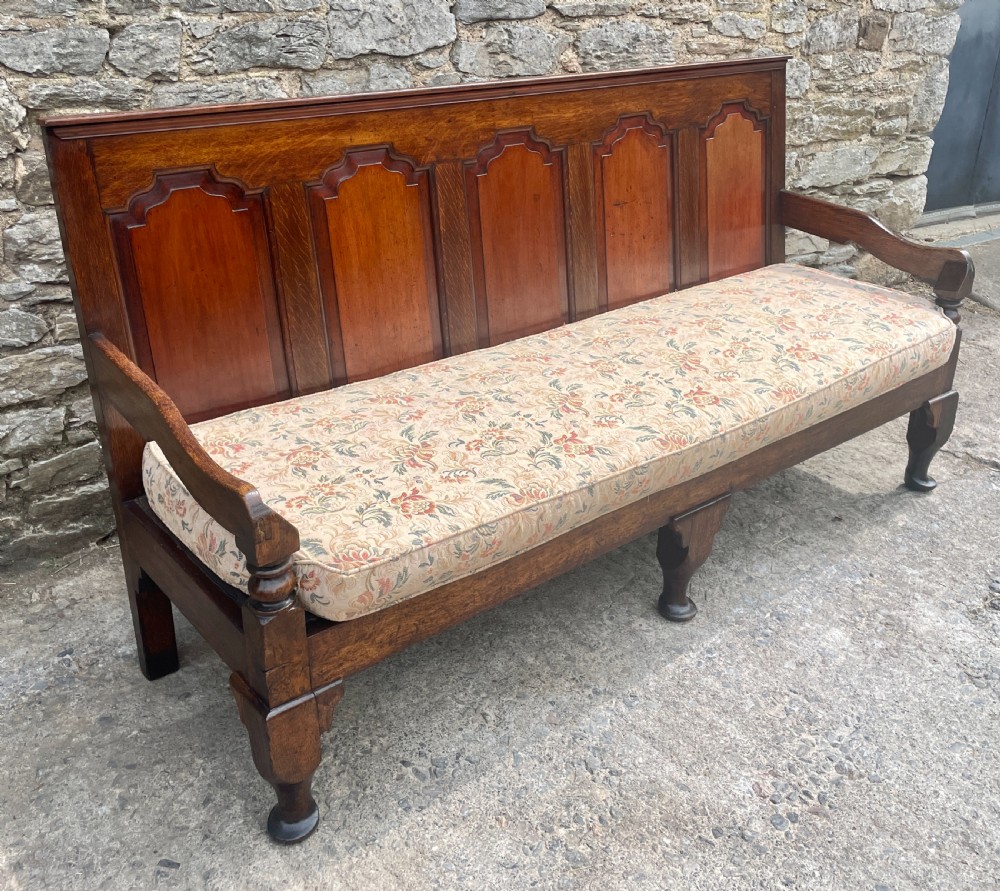 Georgian Oak Panelled Settle View XX