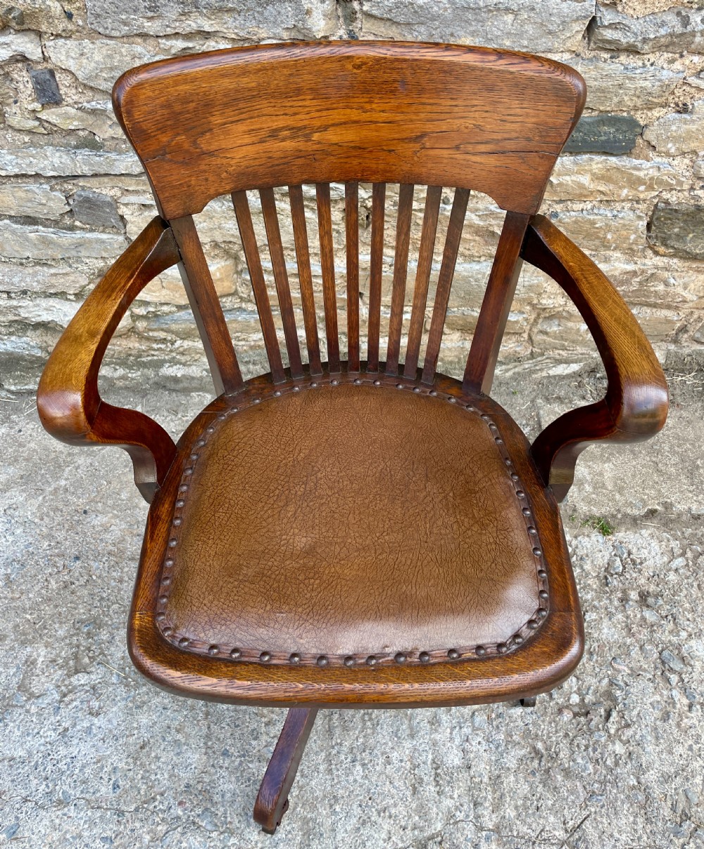 Antique Oak Swivel and Tilt Desk Chair View II