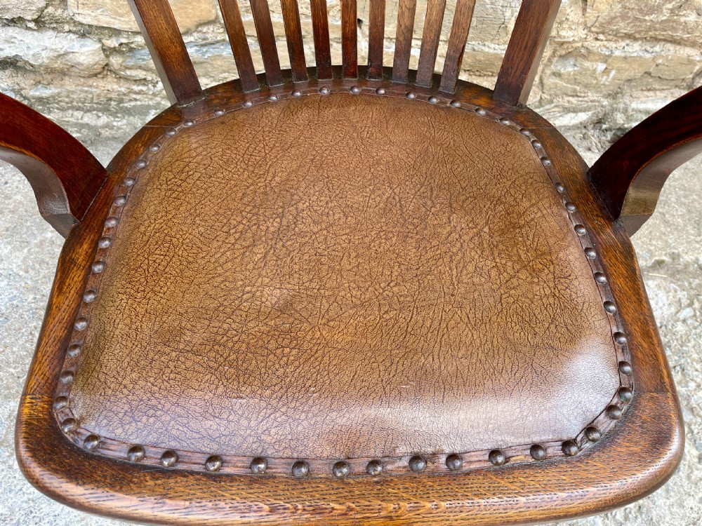 Antique Oak Swivel and Tilt Desk Chair View V