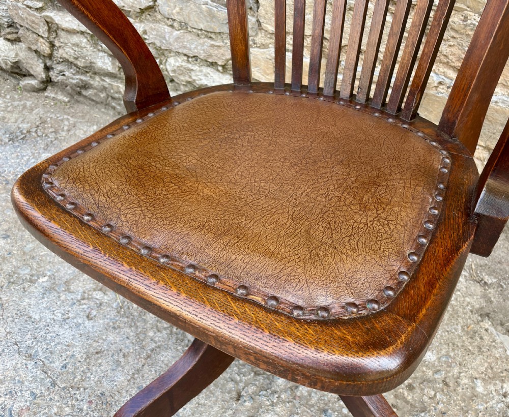 Antique Oak Swivel and Tilt Desk Chair View VI