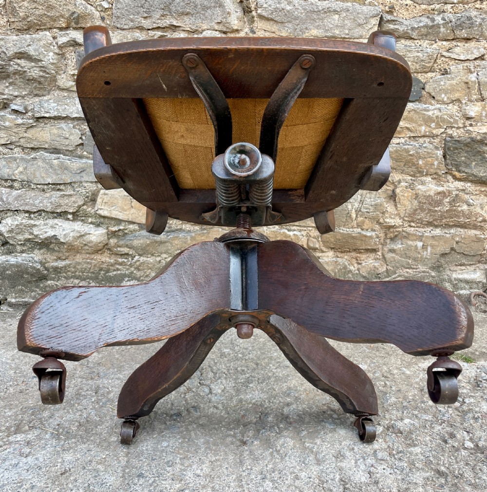 Antique Oak Swivel and Tilt Desk Chair View VIII
