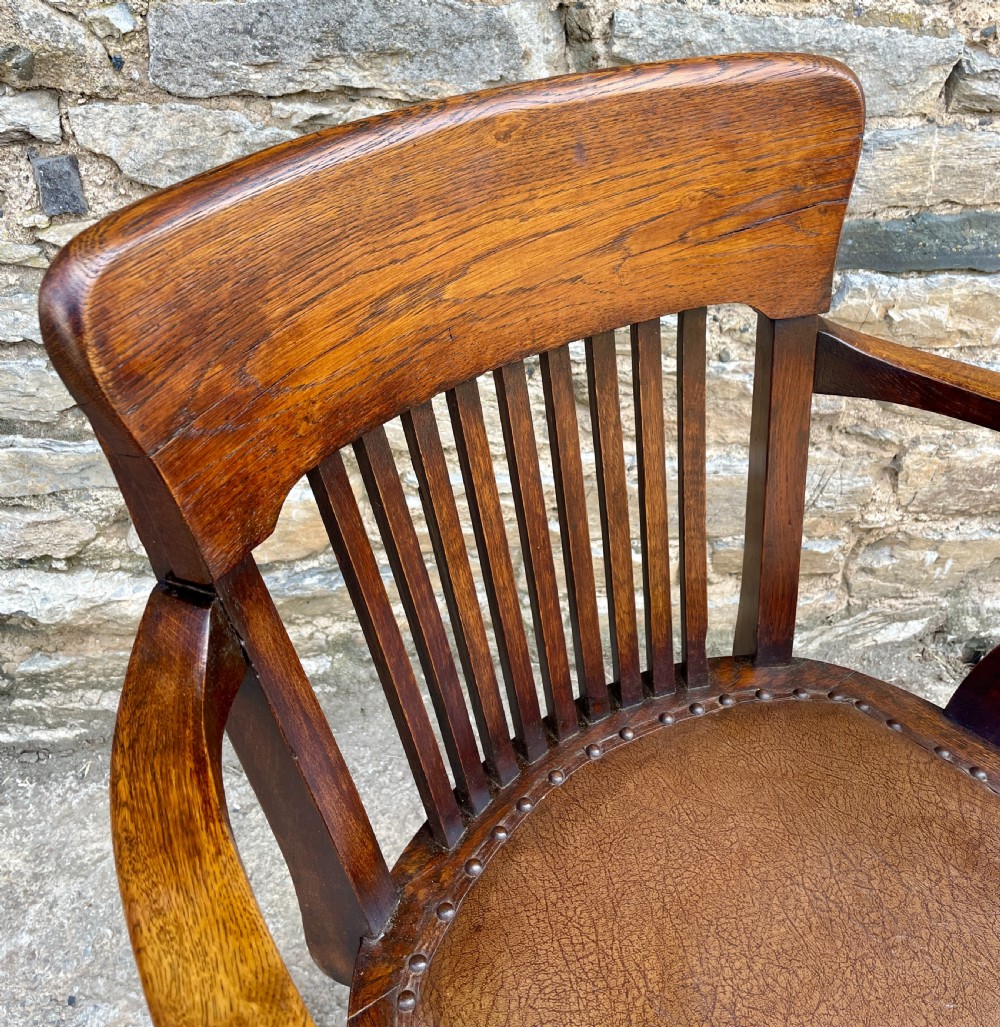 Antique Oak Swivel and Tilt Desk Chair View X