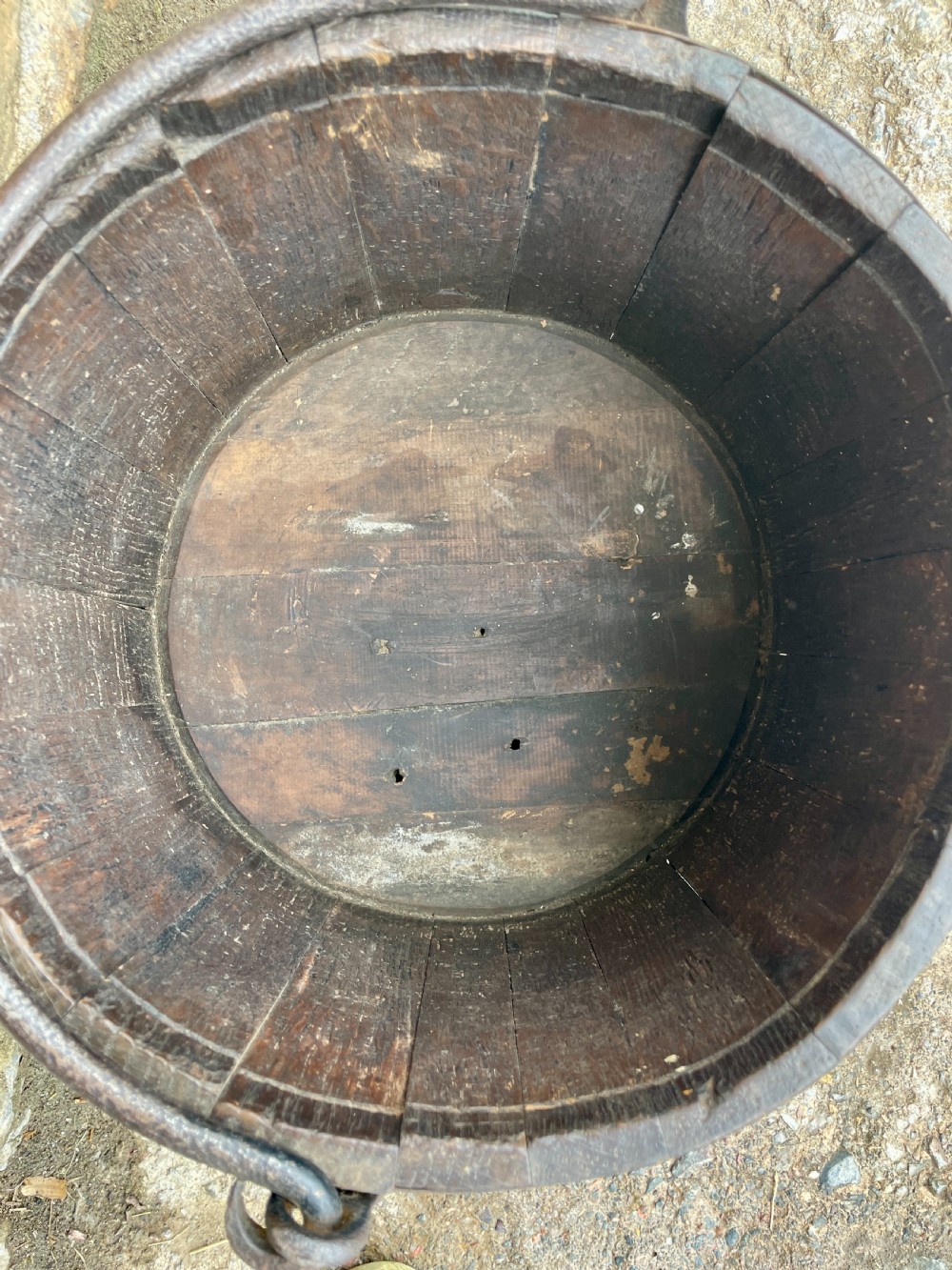 Large Antique Oak Coopered Bucket View X