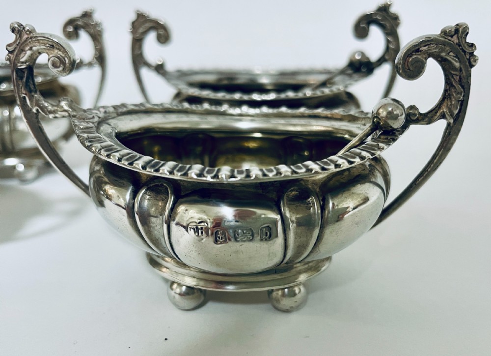 Set of Four Silver Salts and Spoons View III