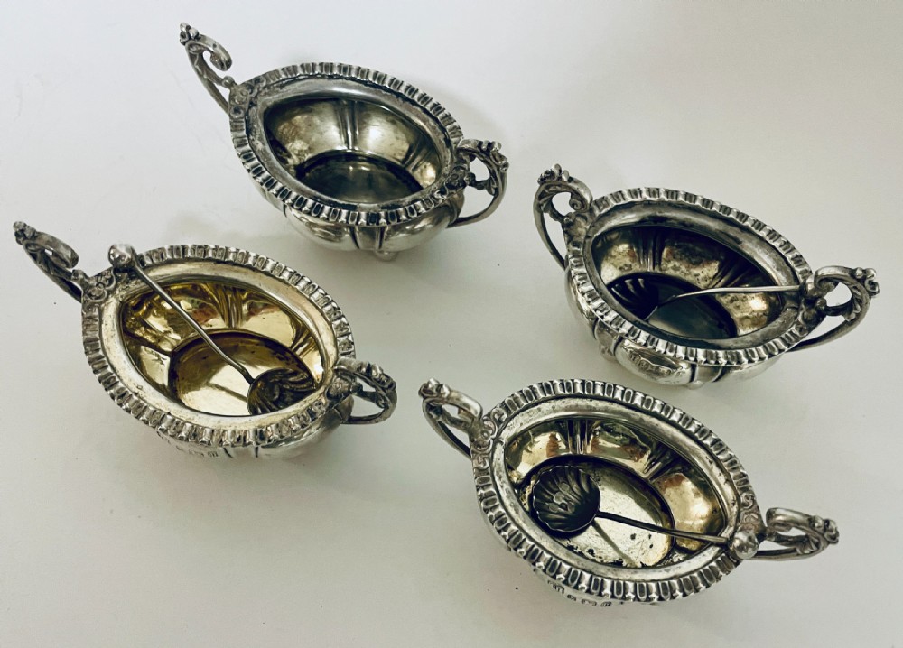 Set of Four Silver Salts and Spoons View IV