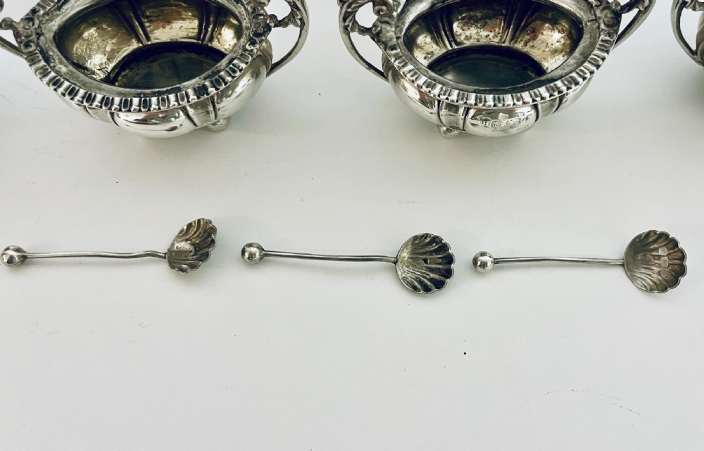 Set of Four Silver Salts and Spoons View VI