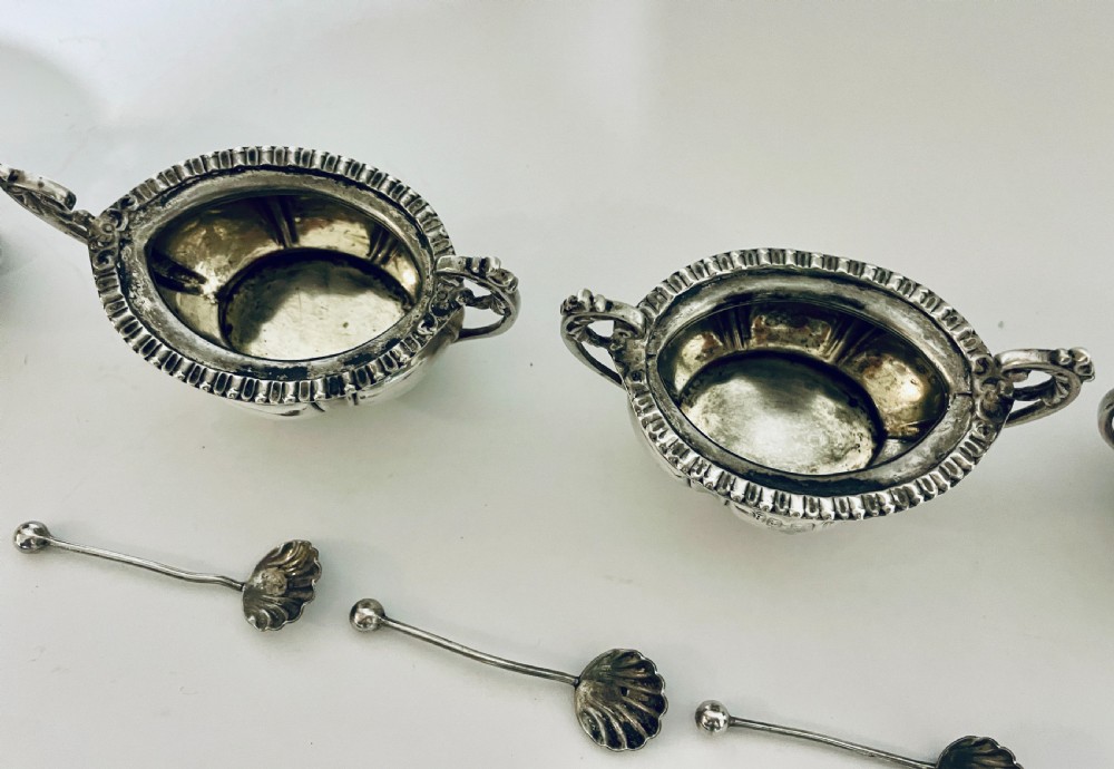 Set of Four Silver Salts and Spoons View VIII