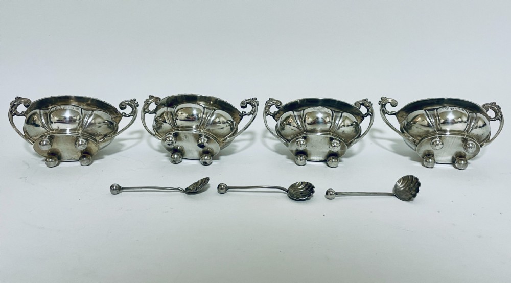 Set of Four Silver Salts and Spoons View XII