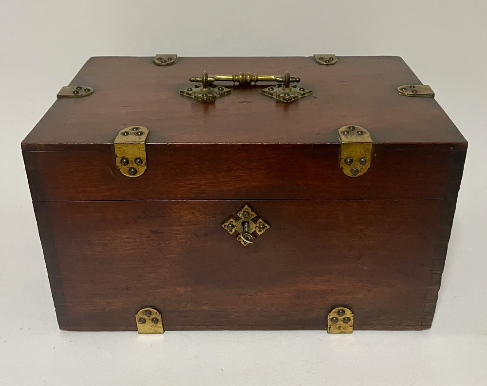 Antique Brass Bound Document Box