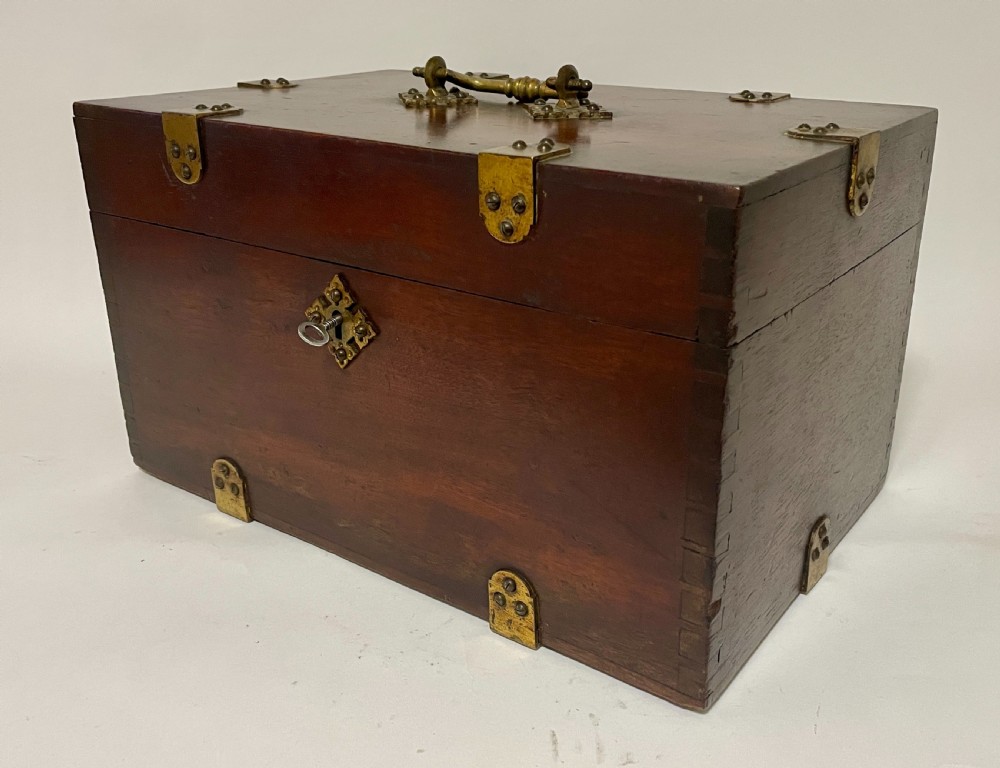 Antique Brass Bound Document Box View IV