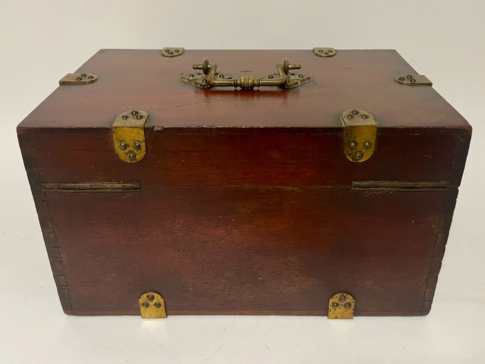 Antique Brass Bound Document Box View V