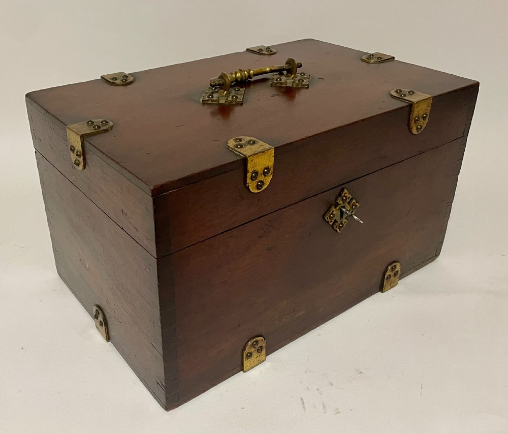 Antique Brass Bound Document Box View VI