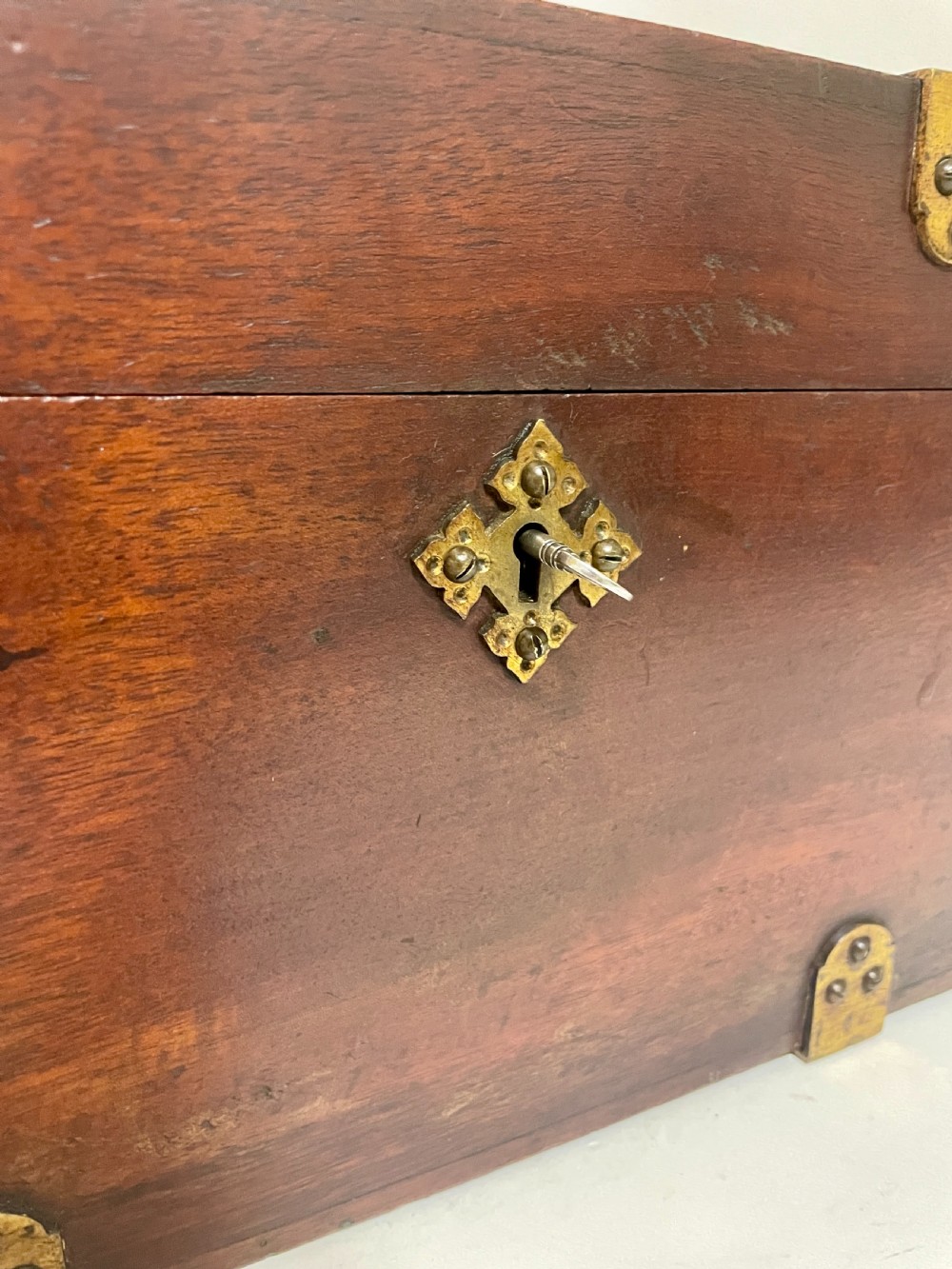 Antique Brass Bound Document Box View IX