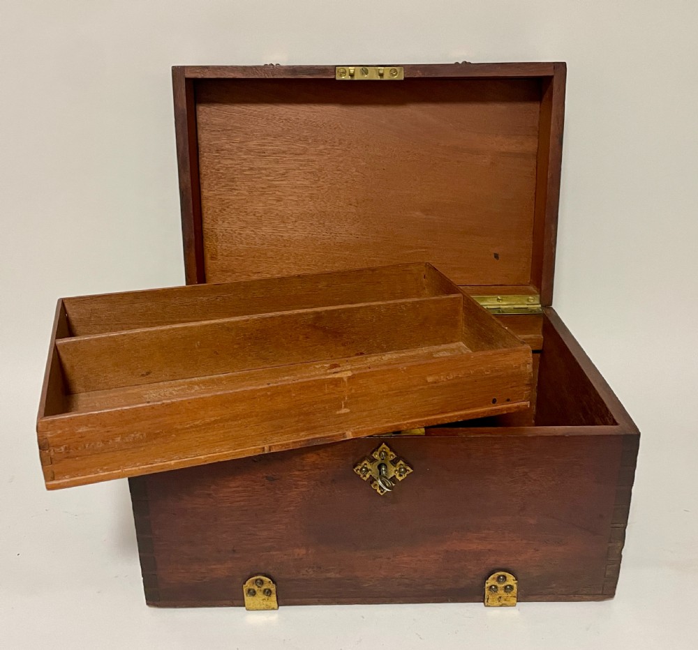 Antique Brass Bound Document Box View XII