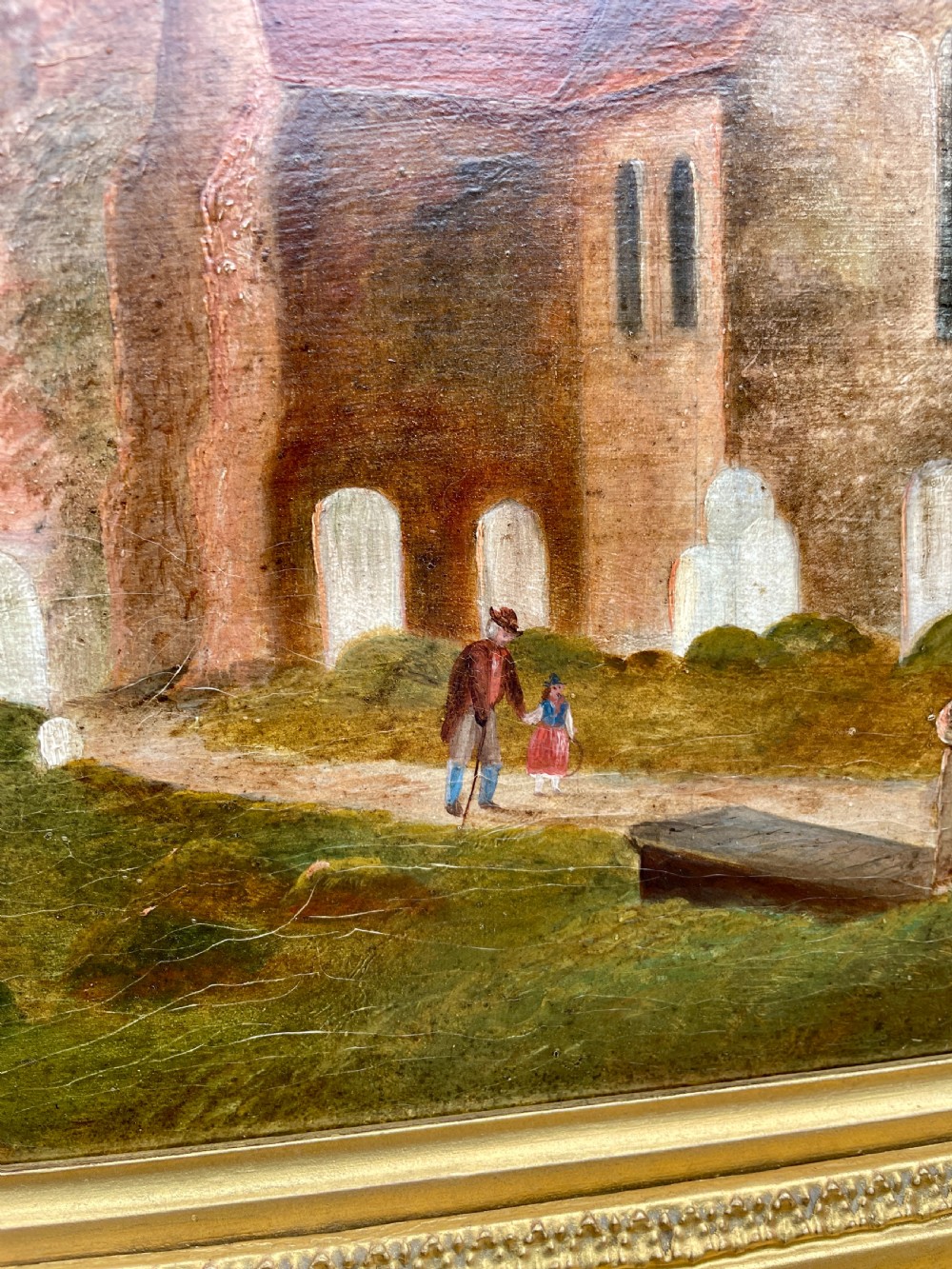 Oil on Board of Broughton-under-Blean Church by F.Baker 1869 View V
