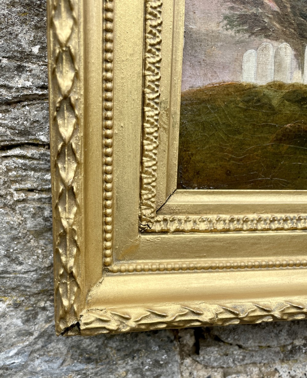 Oil on Board of Broughton-under-Blean Church by F.Baker 1869 View X