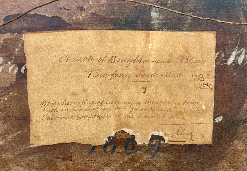 Oil on Board of Broughton-under-Blean Church by F.Baker 1869 View XVI