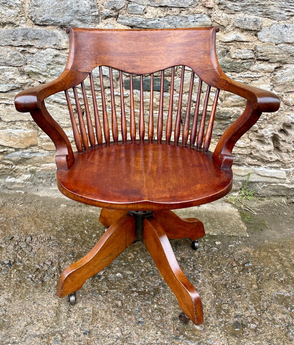 Antique Oak Swivel and Tilt Desk Chair View II