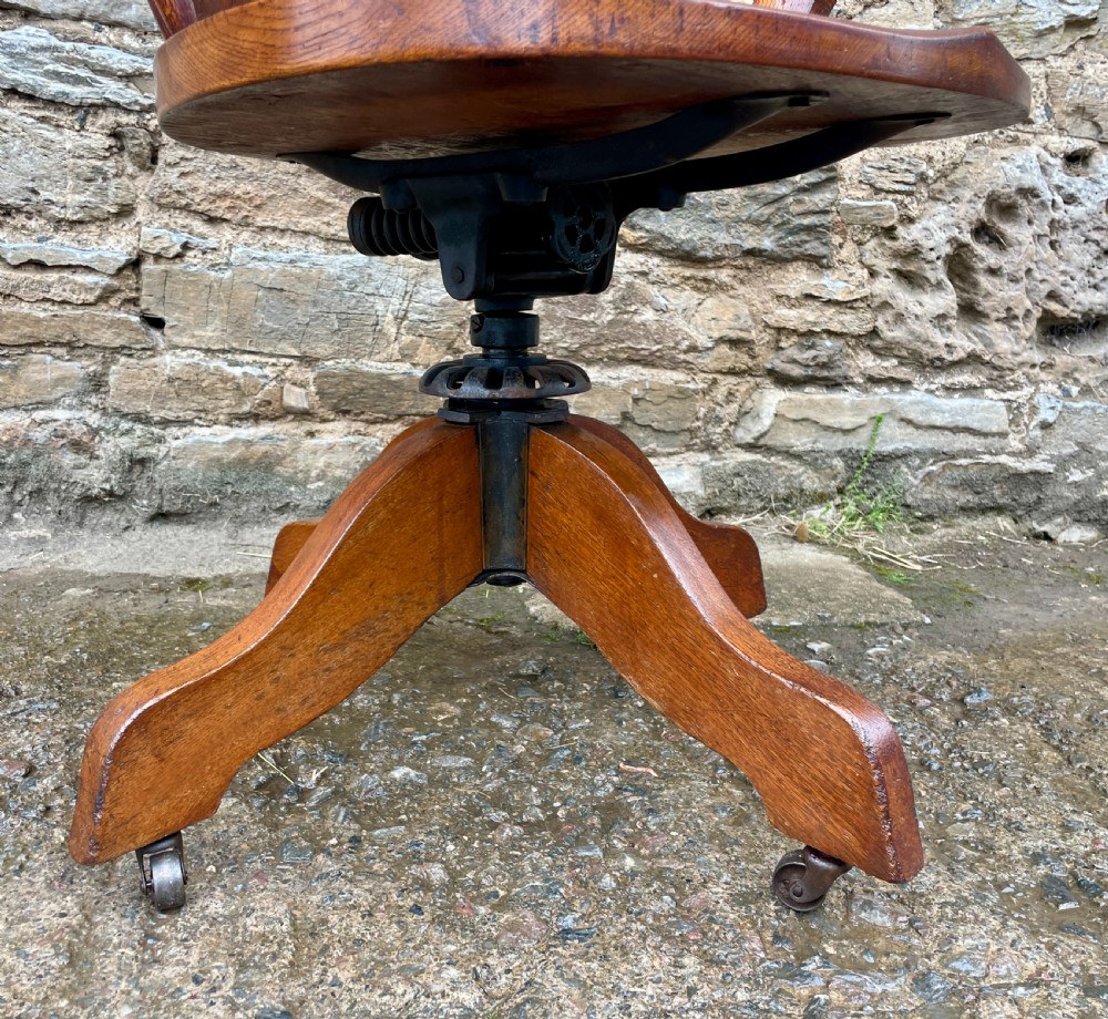 Antique Oak Swivel and Tilt Desk Chair View IV