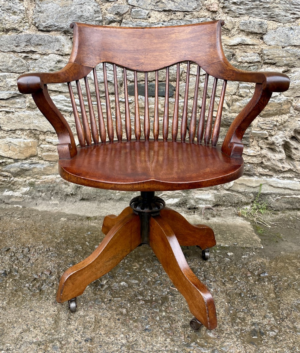 Antique Oak Swivel and Tilt Desk Chair View VI