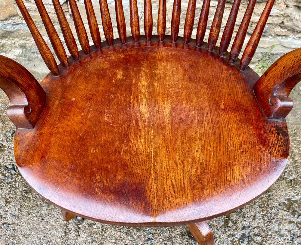 Antique Oak Swivel and Tilt Desk Chair View VII