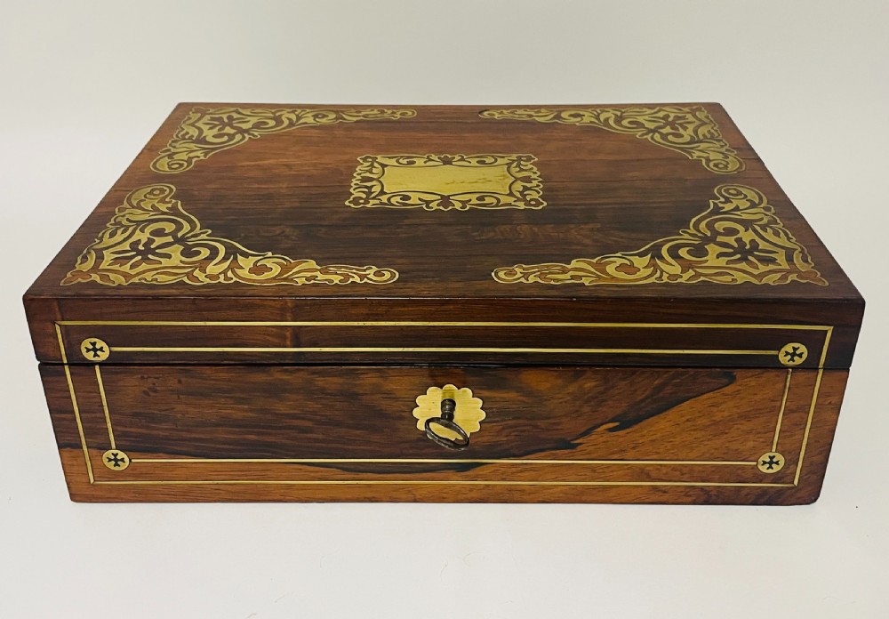 Georgian Rosewood Campaign Writing Slope with Candlesticks