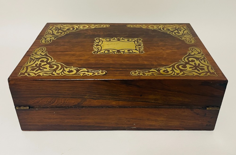 Georgian Rosewood Campaign Writing Slope with Candlesticks View II