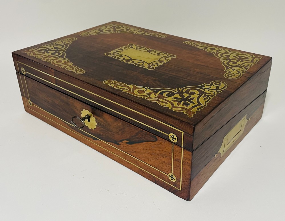 Georgian Rosewood Campaign Writing Slope with Candlesticks View III