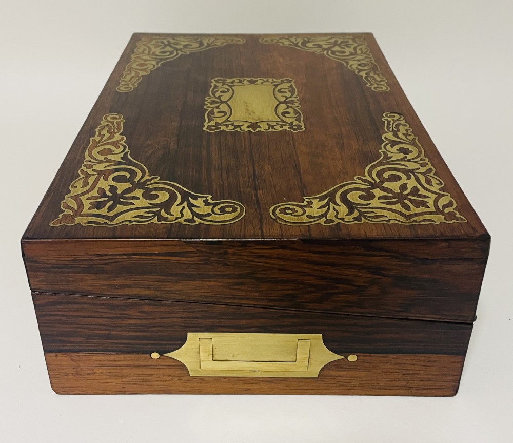 Georgian Rosewood Campaign Writing Slope with Candlesticks View IV