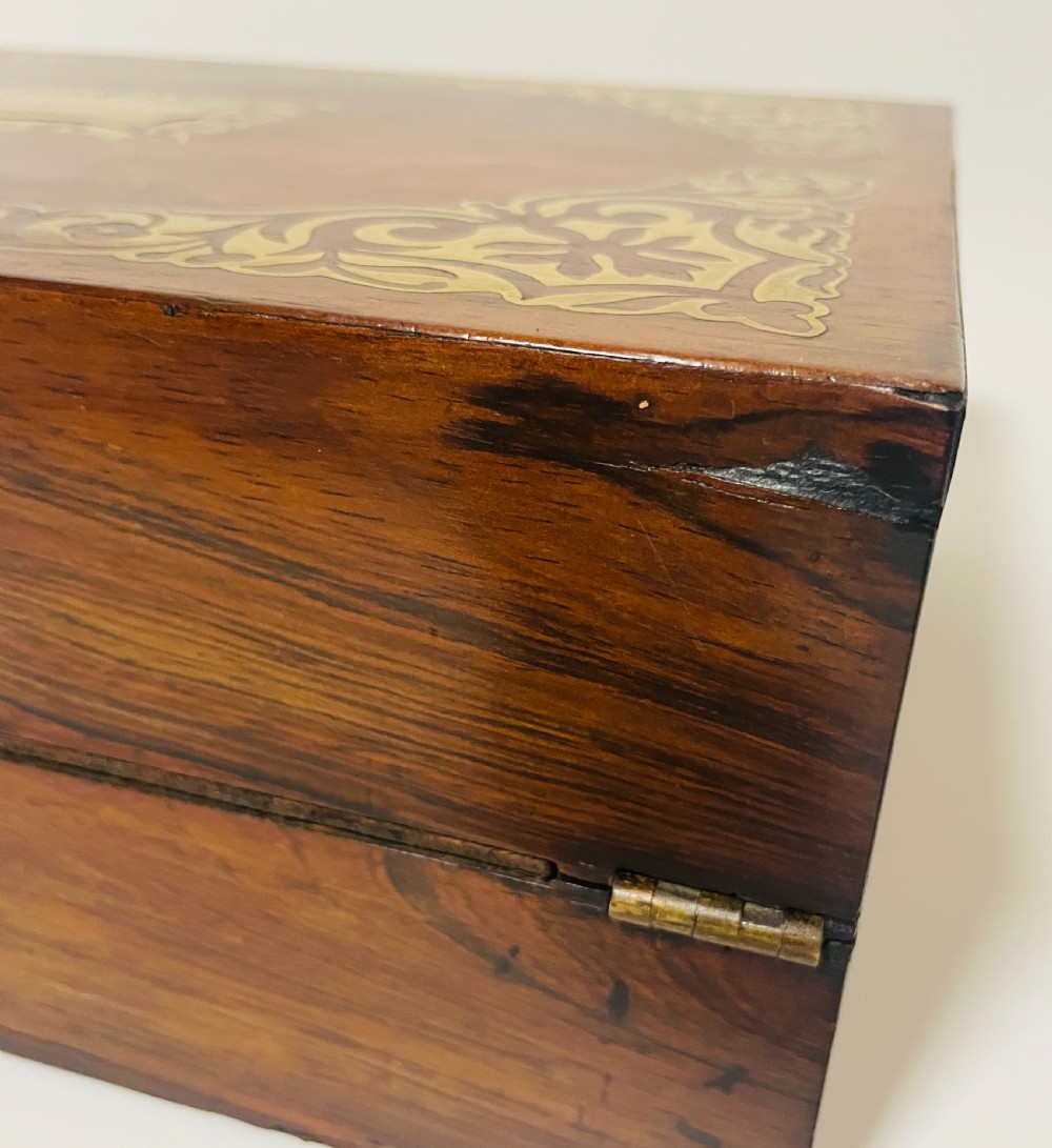 Georgian Rosewood Campaign Writing Slope with Candlesticks View V