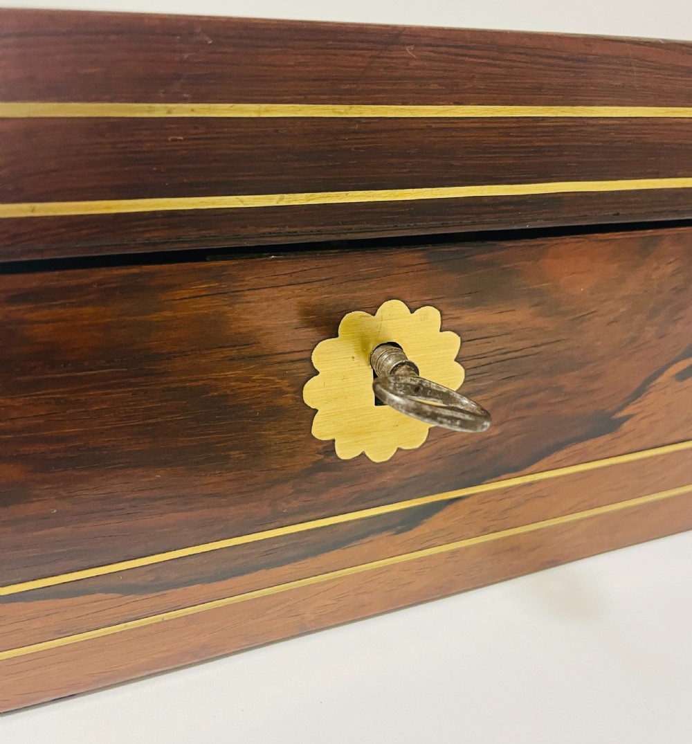 Georgian Rosewood Campaign Writing Slope with Candlesticks View XV