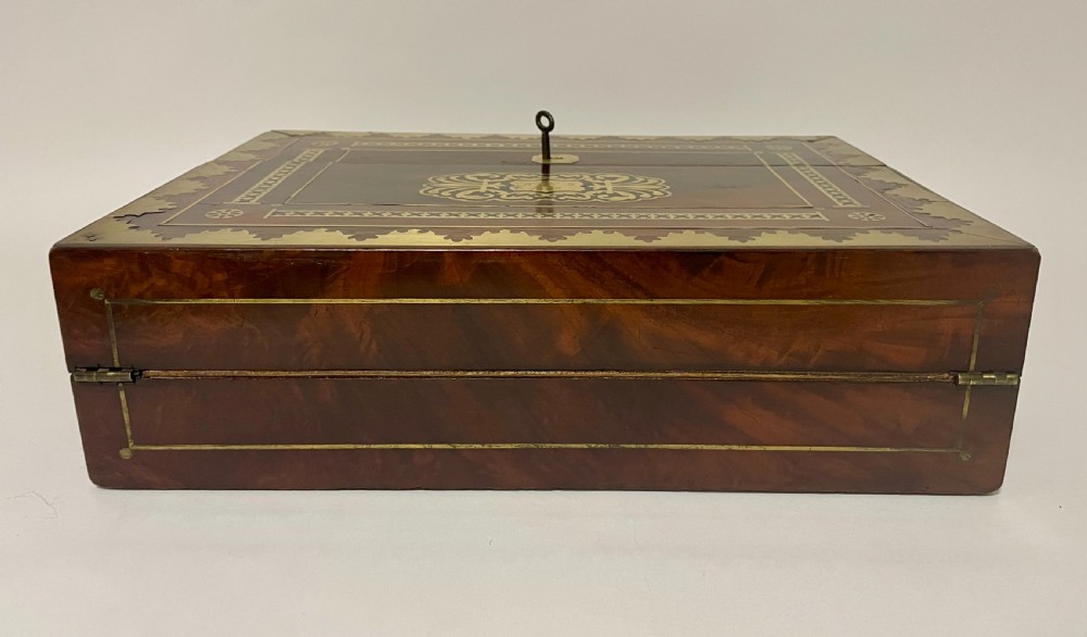 Antique Mahogany Brass Inlaid Writing Slope View II