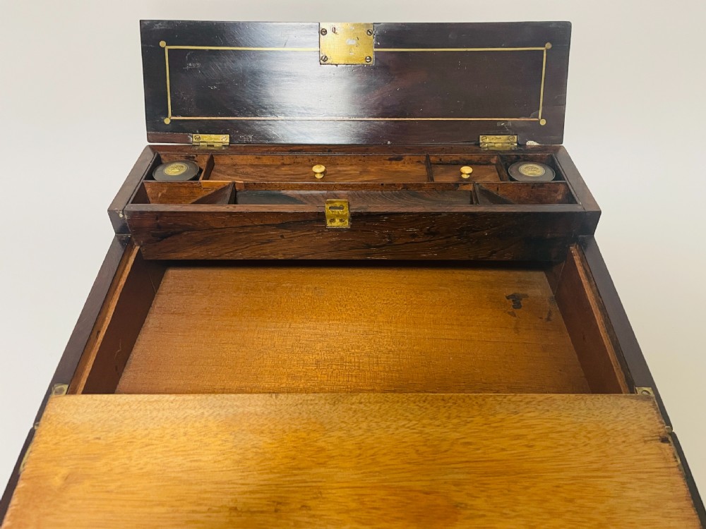 Antique Mahogany Brass Inlaid Writing Slope View IV