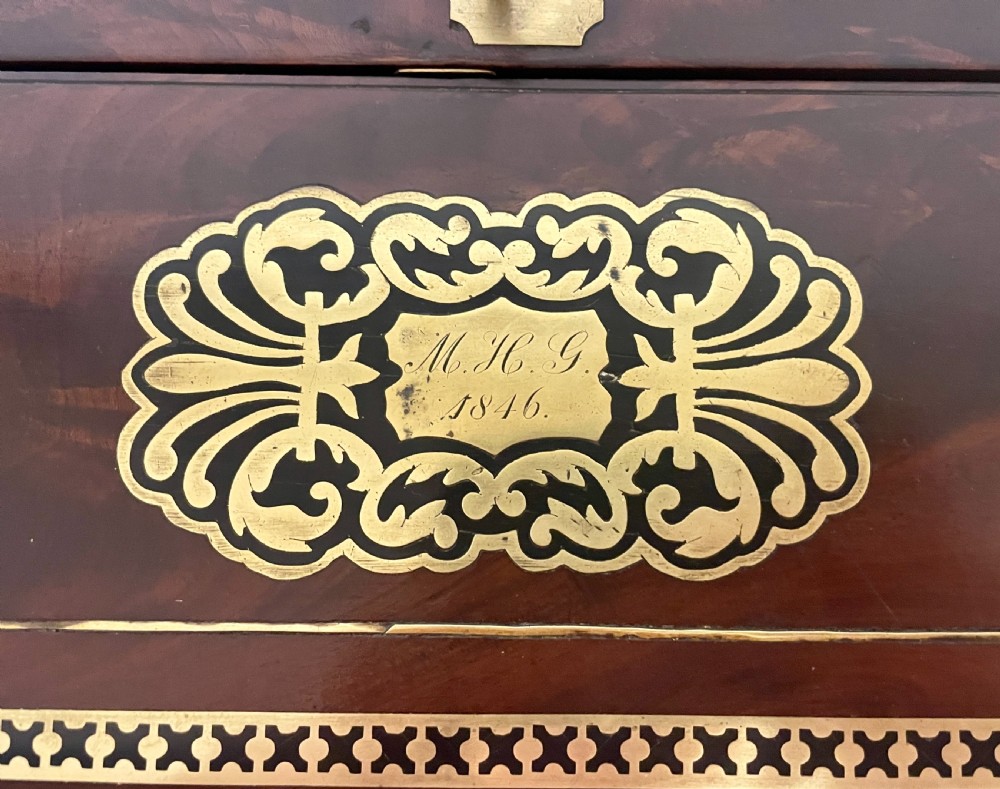Antique Mahogany Brass Inlaid Writing Slope View VI